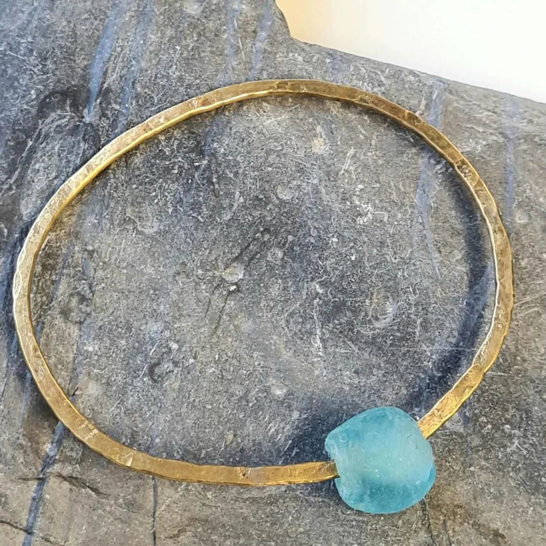 Brass Bangle with Bottle Bead