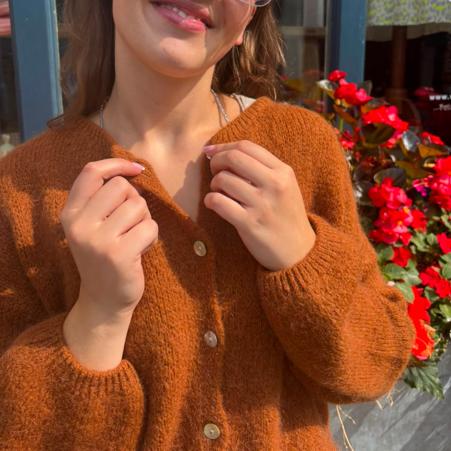 Mohair Blend Button Through Cardigan - Toffee