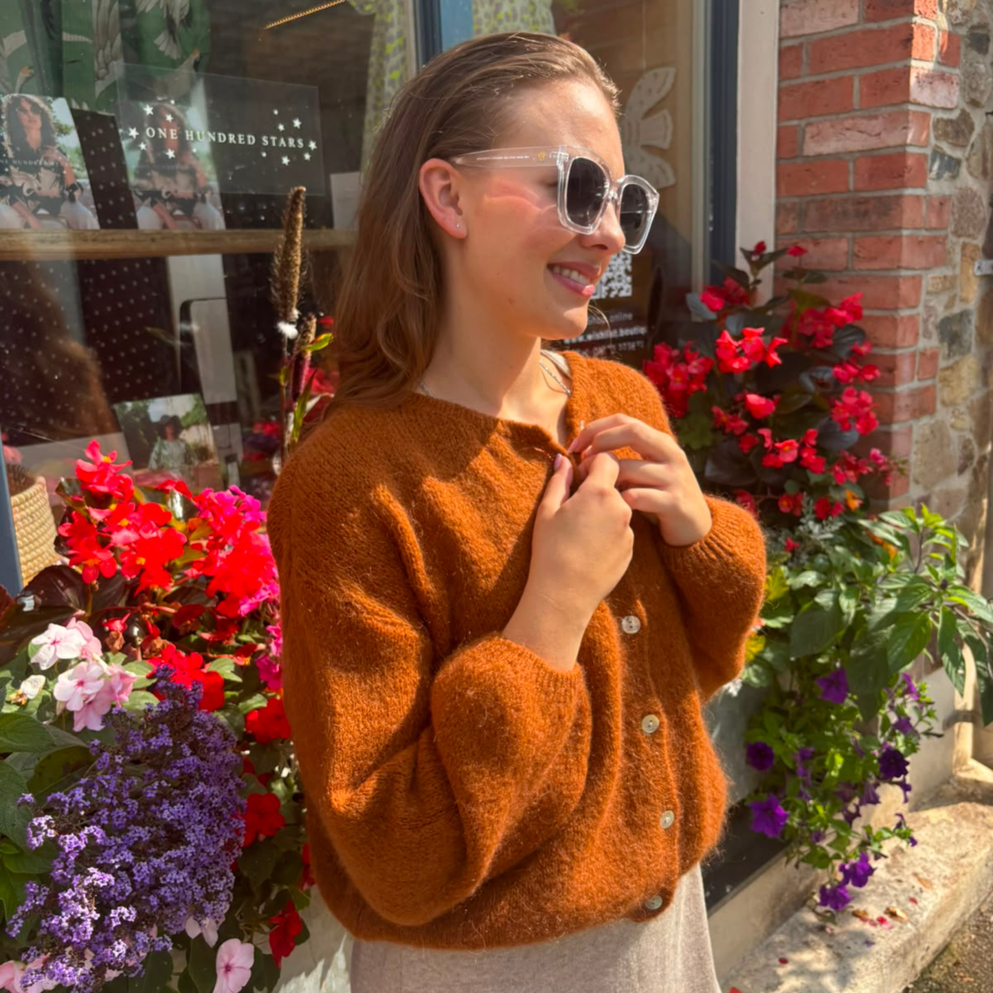 Mohair Blend Button Through Cardigan - Toffee