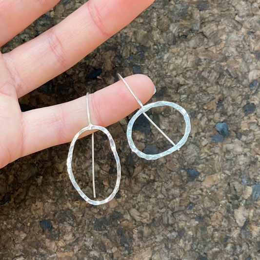 Eco Silver Drop Earrings - Asymmetric Pebble