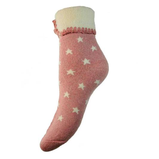Wool Blend Socks - Pink Stars
