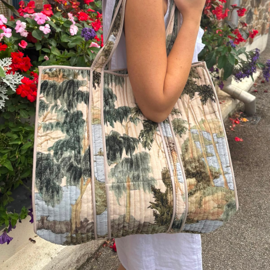 Large Velvet Tote Bag - Rivers and Trees
