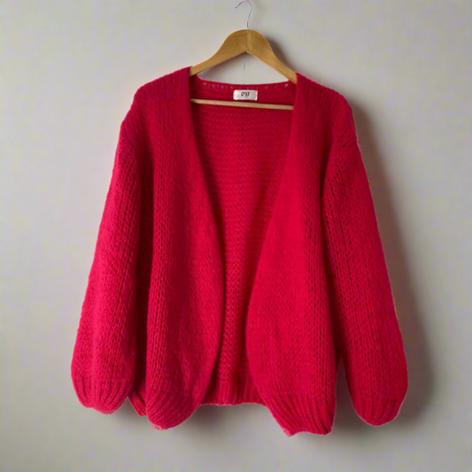 OST London Smila Mohair Cardigan - Bright Red Fuchsia