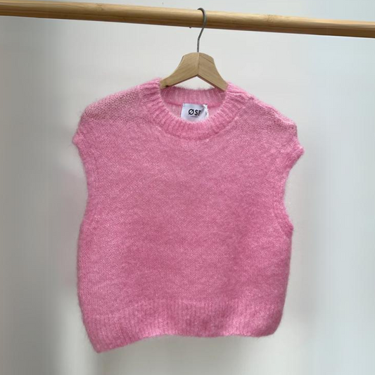 Monika Cropped Mohair Vest - Soft Pink