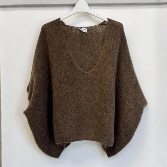 Drop Shoulder Mohair Blend Tank Top - Chocolate Brown