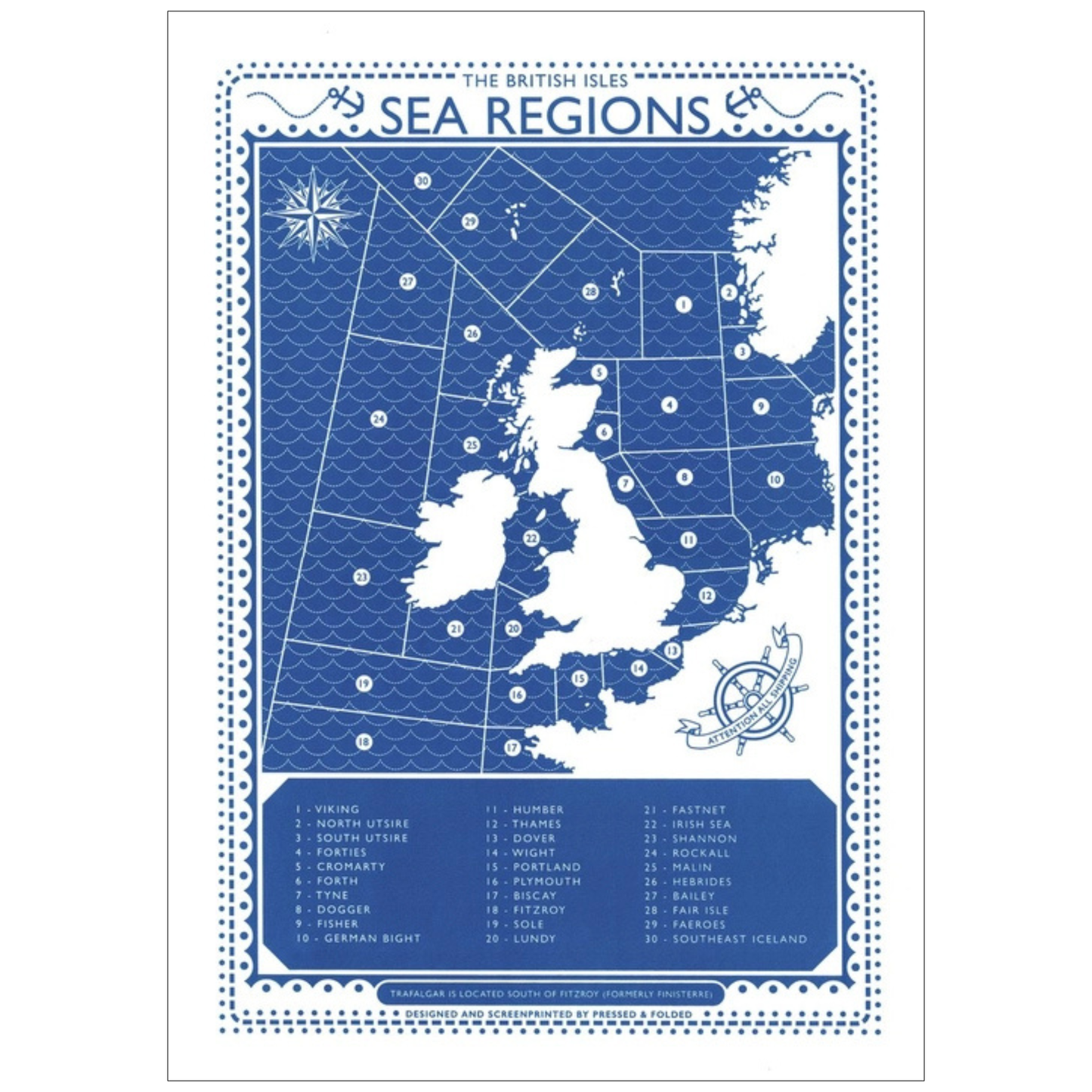 A3 Screen Print - British Sea Regions