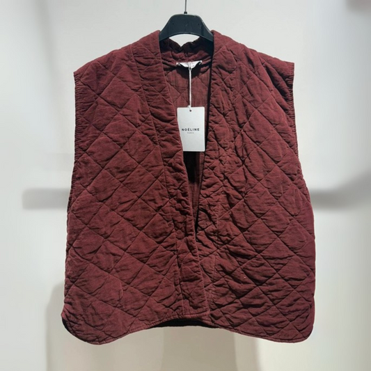 Needlecord Quilted Gilet Jacket - Violet Red