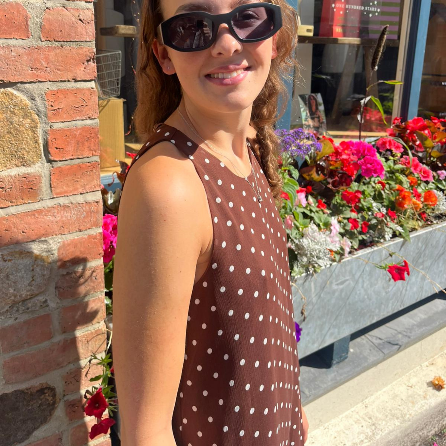 Vivian Chiffon Dress - Espresso Polka Dot