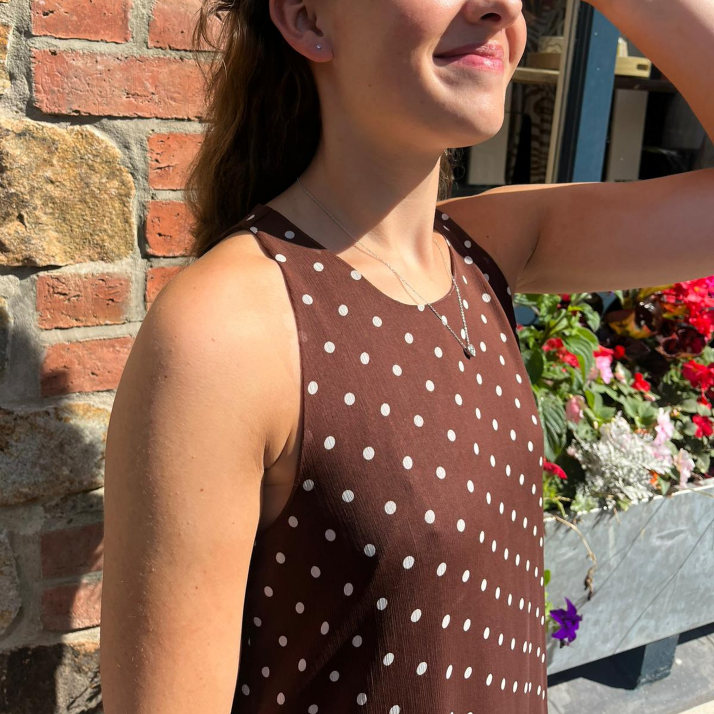Vivian Chiffon Dress - Espresso Polka Dot