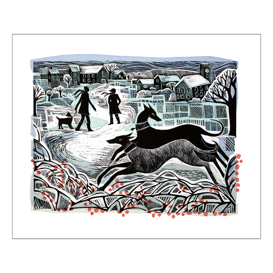 Greetings Card - Whippets in Winter