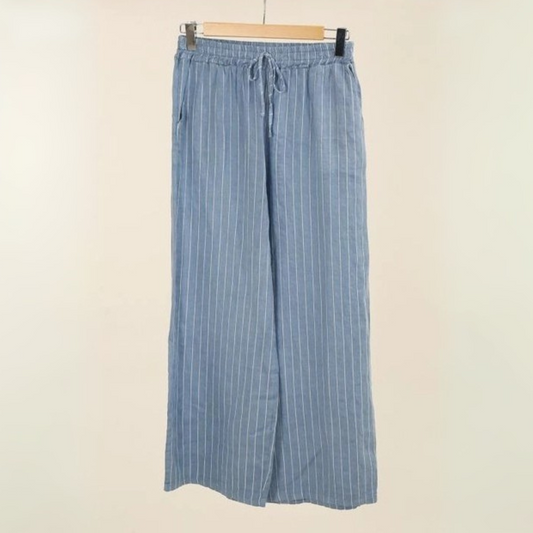 Linen Trousers - Denim Blue Stripe