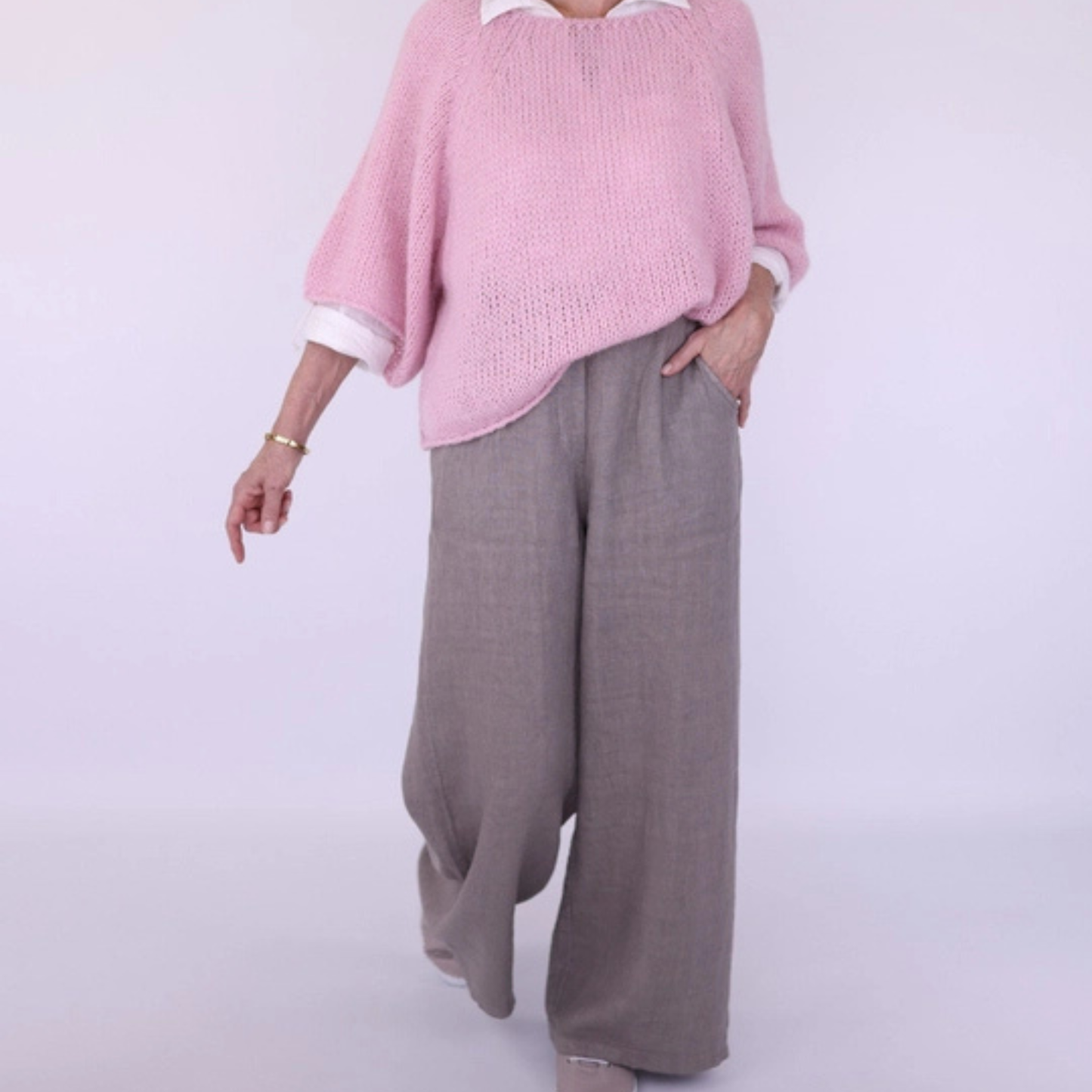Straight Leg Linen Trousers - Truffle
