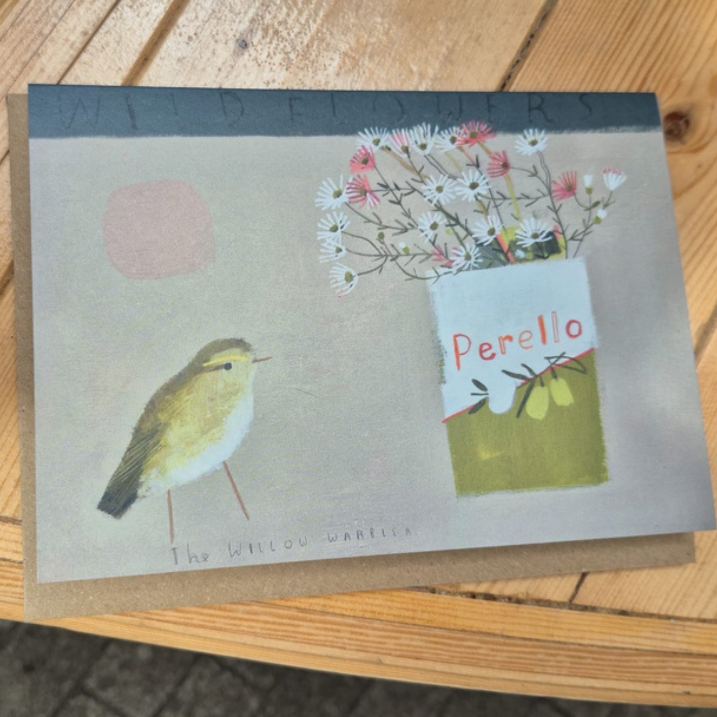 Greetings Card - Willow Warbler and Wild Flowers