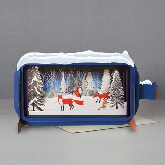 Pop Up Greetings Card - Winter Foxes