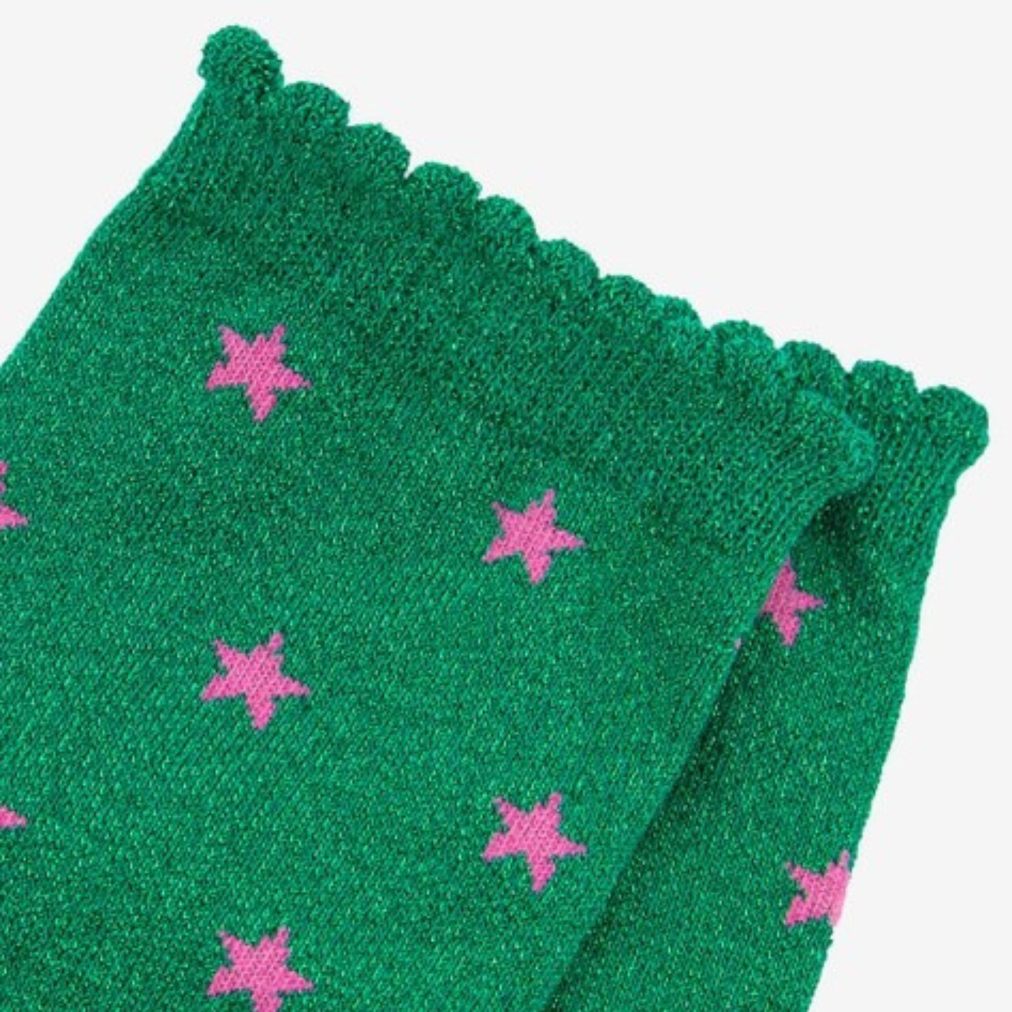 Glitter Socks - Green with Pink Stars