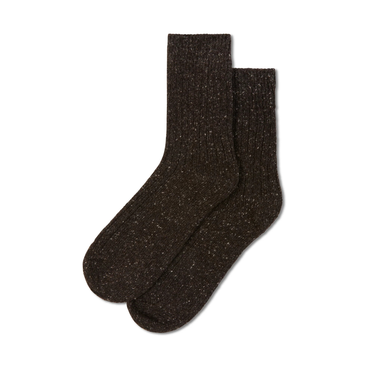 Wool Rib Sock - Chocolate Brown