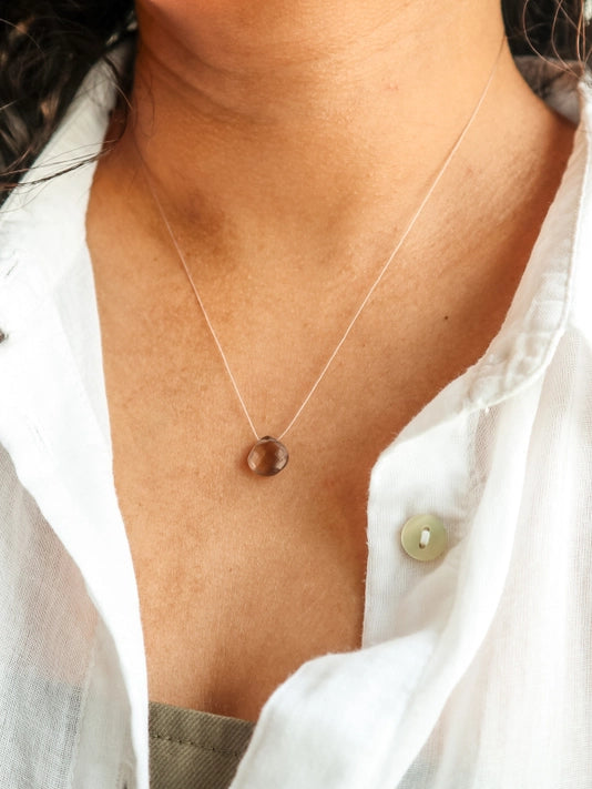 Silk Cord Gemstone Necklace - Smoky Quartz