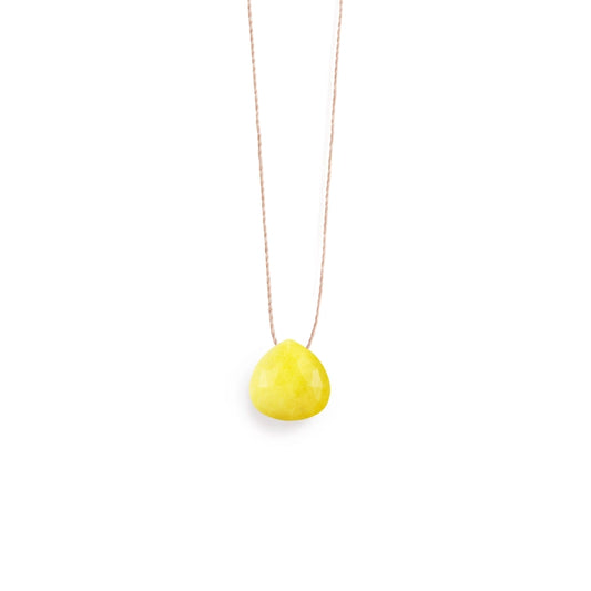 Fine Cord Gemstone Necklace - Yellow Seraphinite