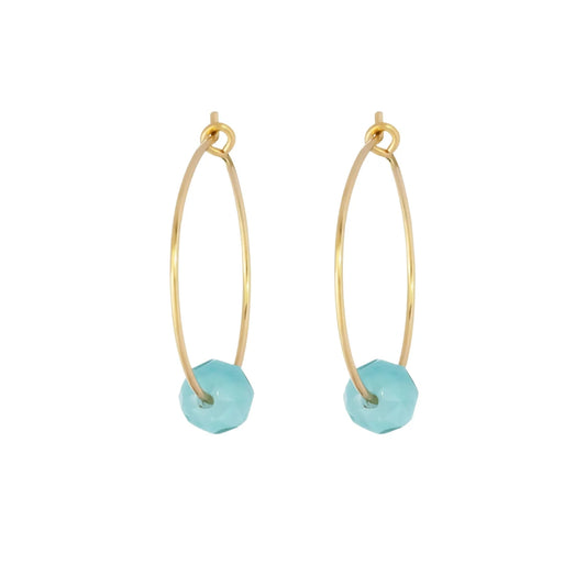 One & Eight Gold Hoop Earrings - Amazonite