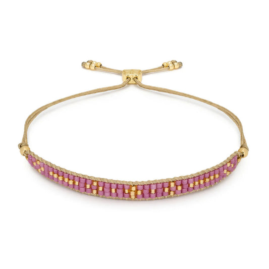 Boho Betty Aslan Beaded Friendship Bracelet - Pink & Gold