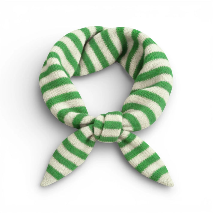 Wool Blend Triangle Neck Scarf - Green Stripe