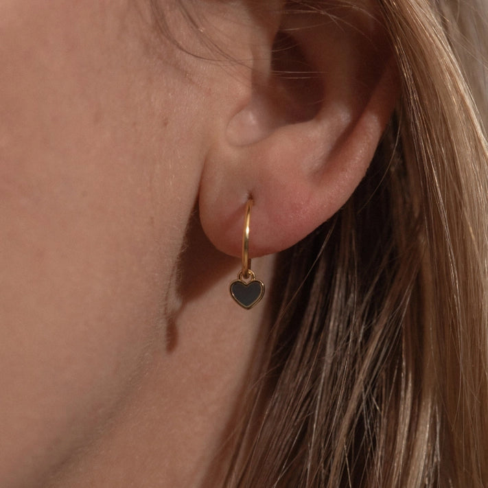 Gold Hoop Earrings - Heart