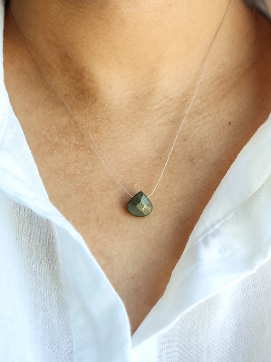 Silk Cord Gemstone Necklace - Pyrite