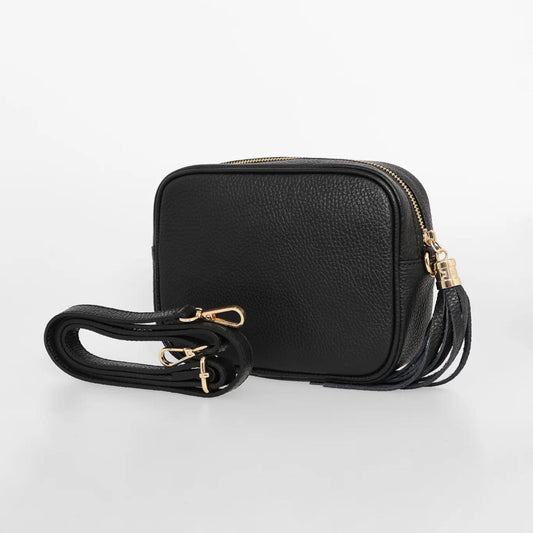 MSH Italian Leather Shoulder Bag - Black