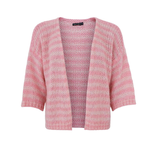 Black Colour DK Casey Striped Cardigan - Rose Pink