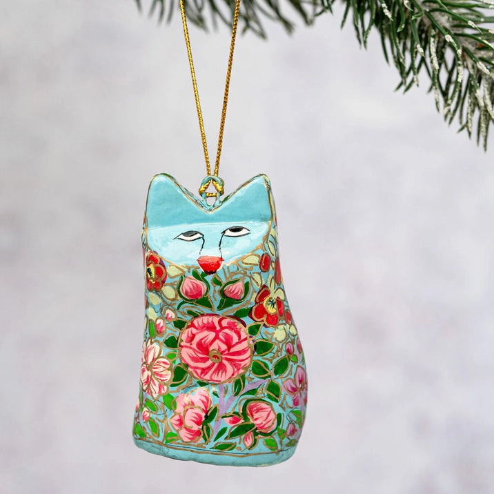 Indian Floral Hanging Cat Ornament