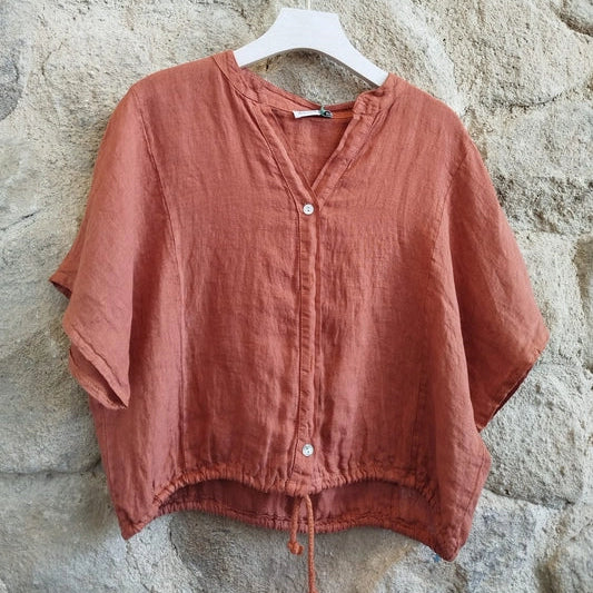 Linen Blouson - Terracotta