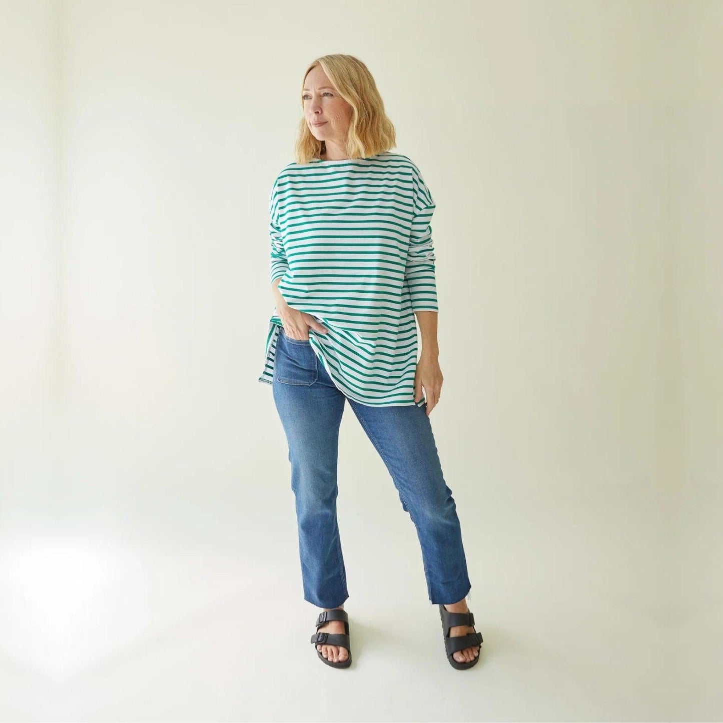 Chalk UK Bryony Stripe Top - White and Green