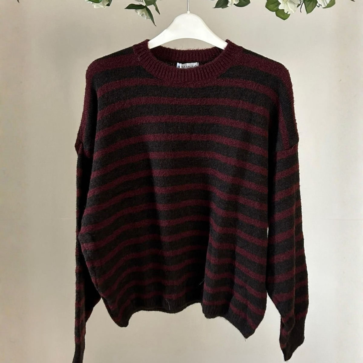 Alpaca Blend Striped Jumper - Chocolate & Wine