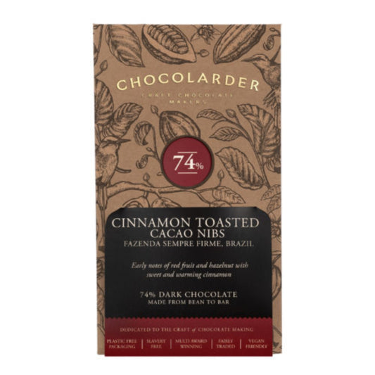 Chocolarder Bar - Cinnamon Toasted Nibs 74% Dark Chocolate