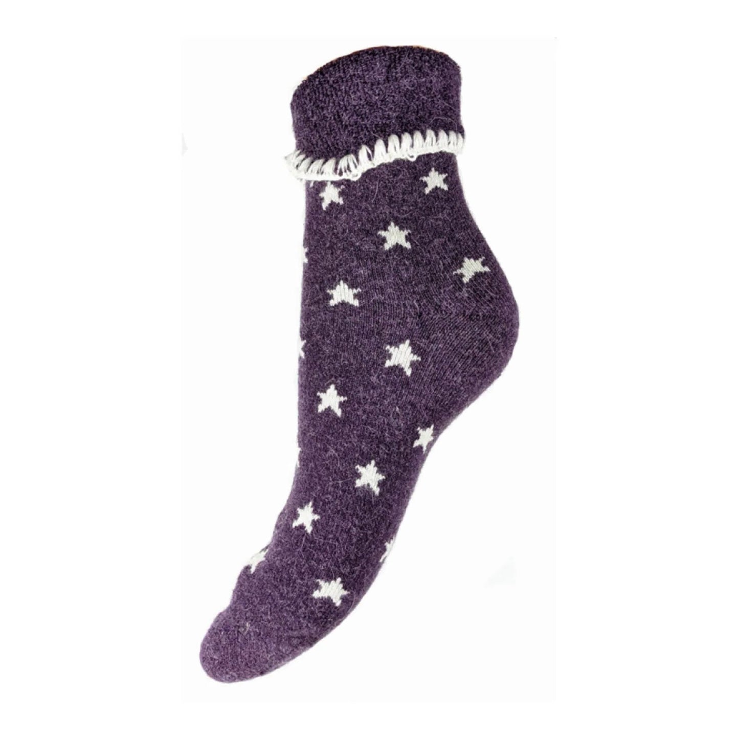 Wool Blend Socks - Purple Stars
