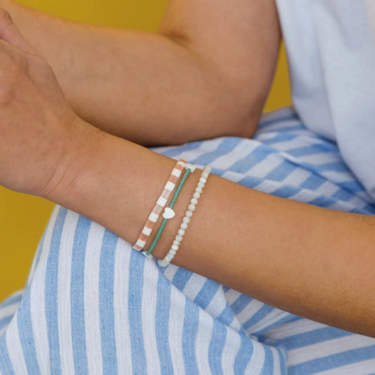 Checkerboard Layering Bracelet - Shell Pink