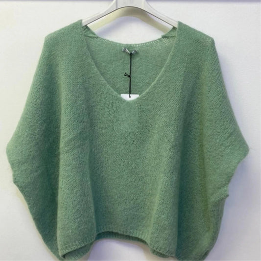 Drop Shoulder Mohair Blend Tank Top - Sage Green