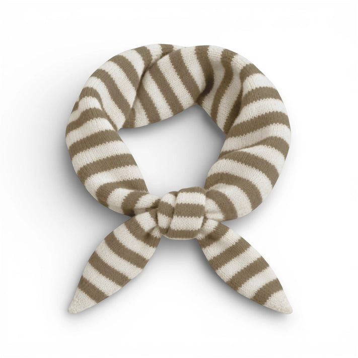 Wool Blend Triangle Neck Scarf - Taupe Stripe