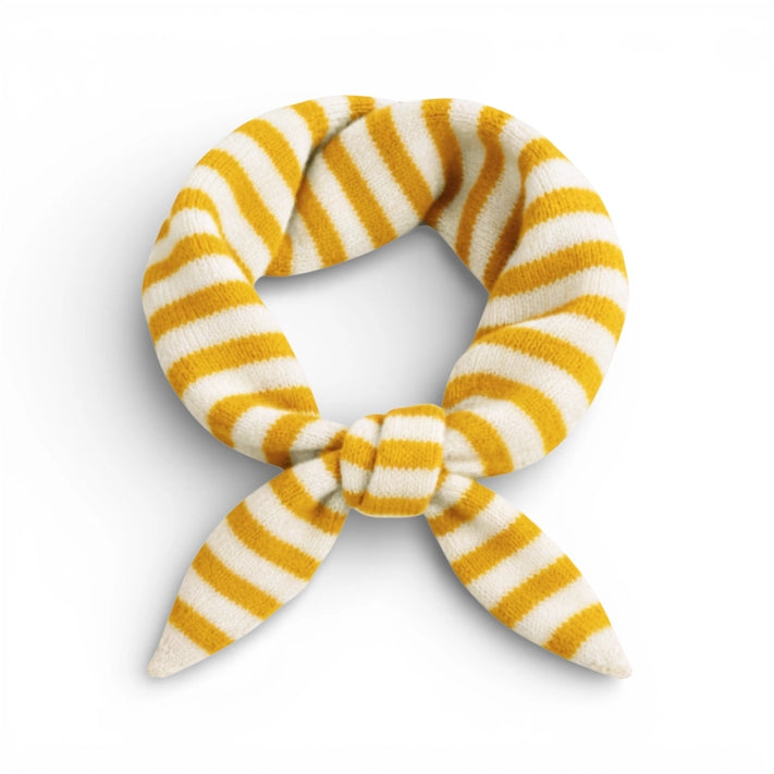 Wool Blend Triangle Neck Scarf - Yellow Stripe