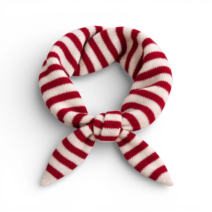 Wool Blend Triangle Neck Scarf - Red Stripe