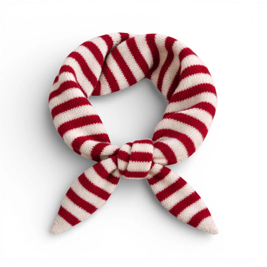 Wool Blend Triangle Neck Scarf - Red Stripe