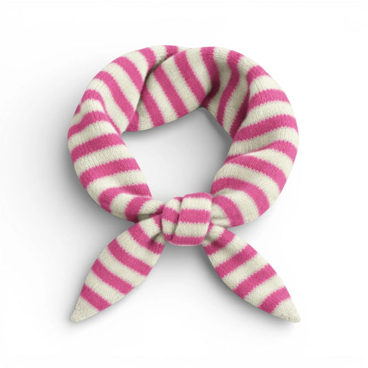 Wool Blend Triangle Neck Scarf - Pink Stripe