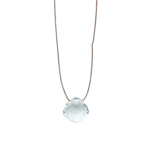 Silk Cord Birthstone Necklace - April Clear Quartz