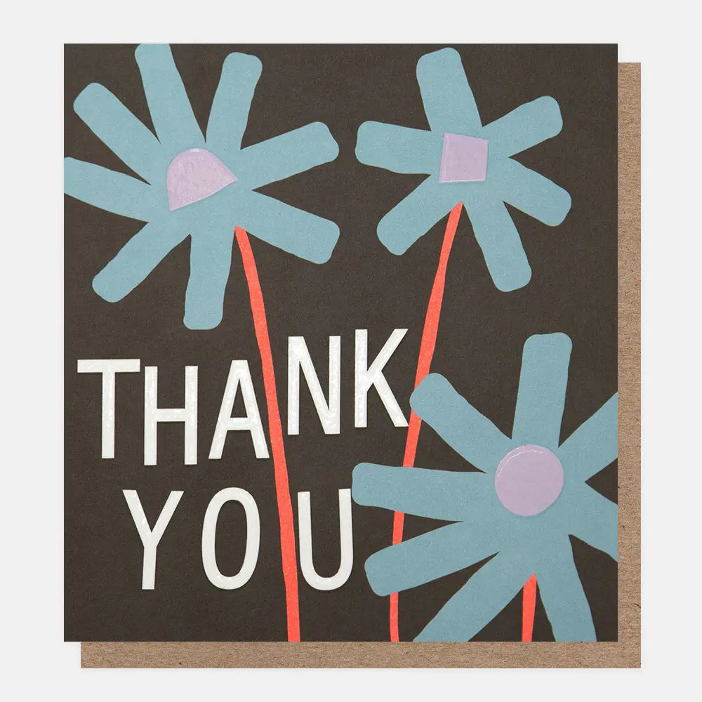 Greetings Card - Thank You Blue Flowers