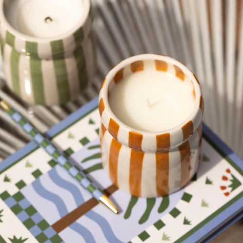 Cabana Stripe Candle - Sienna Sunset