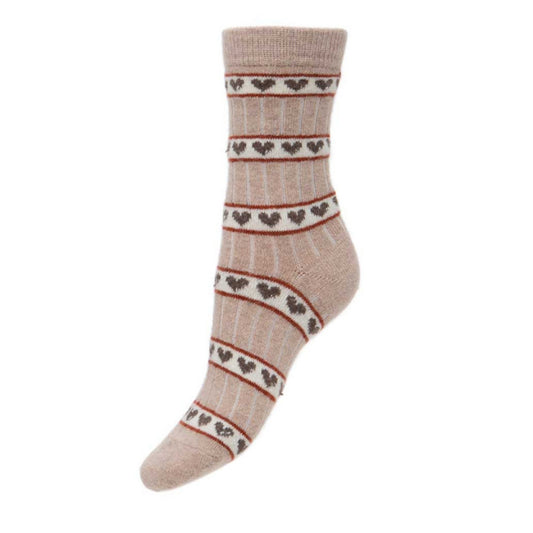 Joya Wool Blend Socks - Fawn Heart