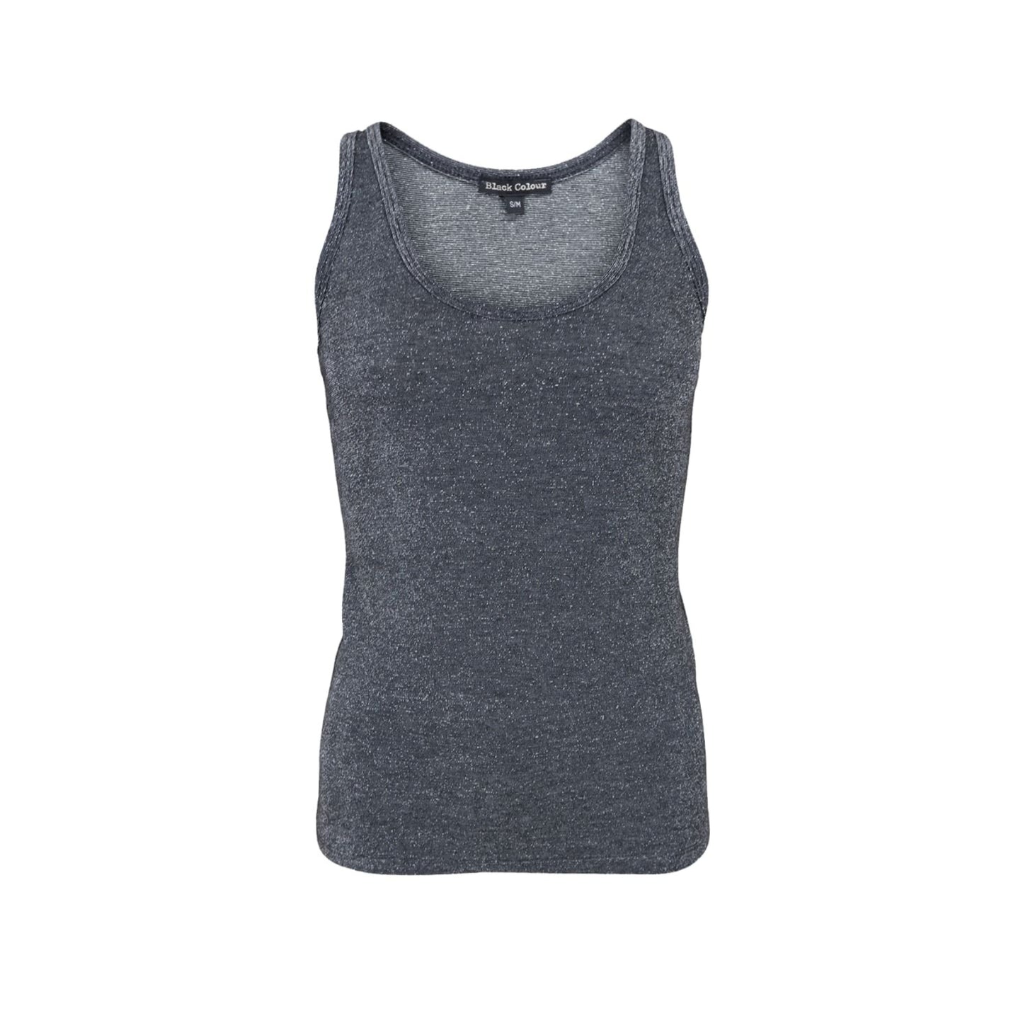 Black Colour DK Faye Lurex Vest Top - Steel Grey