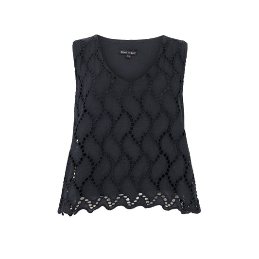 Black Colour DK Freya Cut Out Lace Top - Black