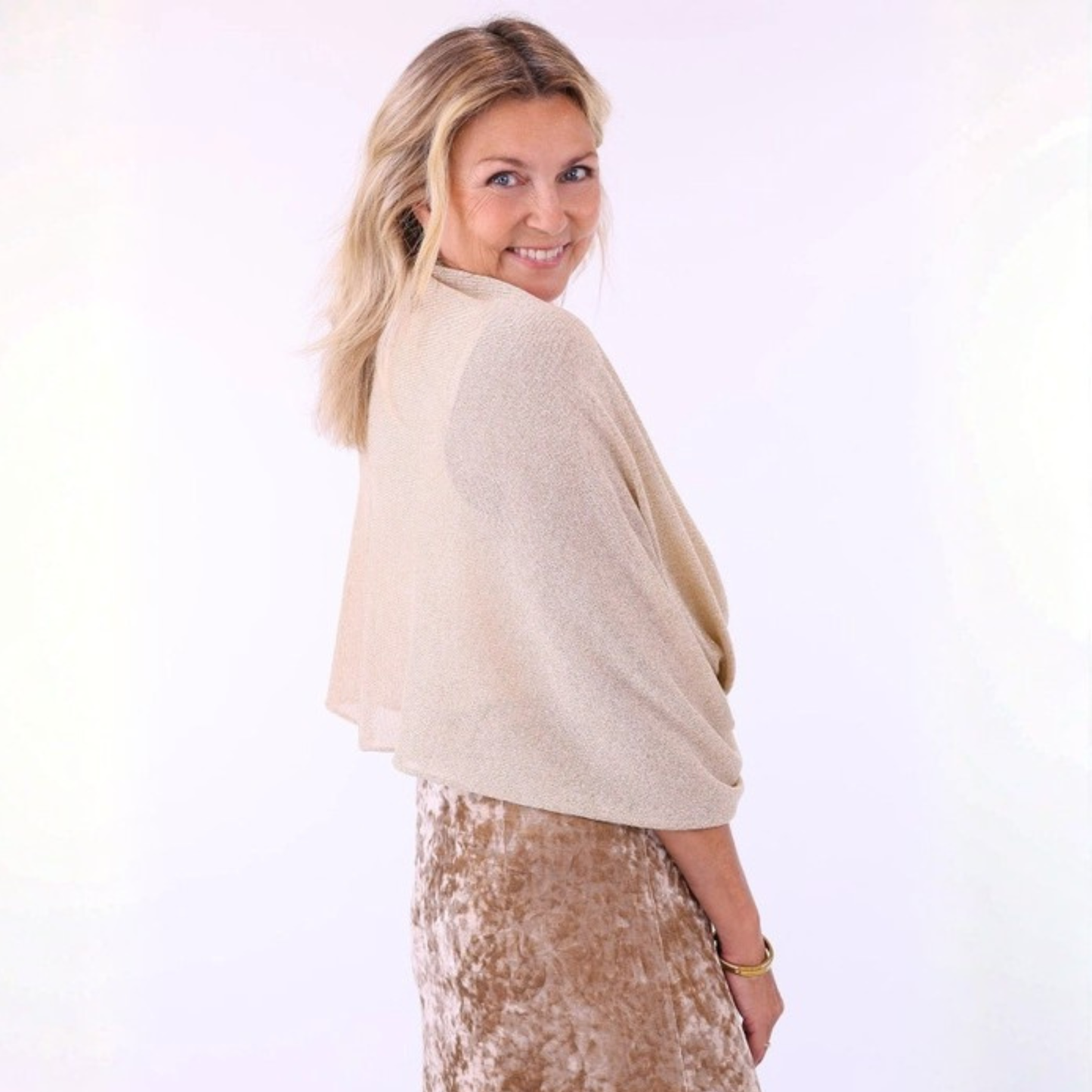 Sparkle Poncho Throwover - Gold
