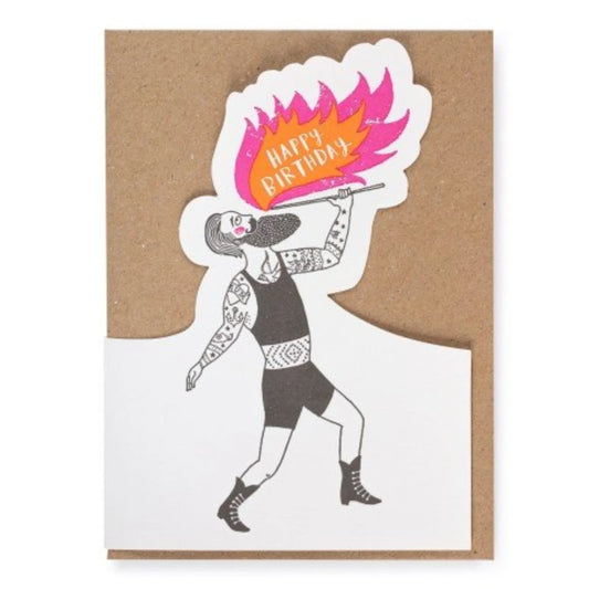 Archivist Greetings Card - Happy Birthday Fire Eater
